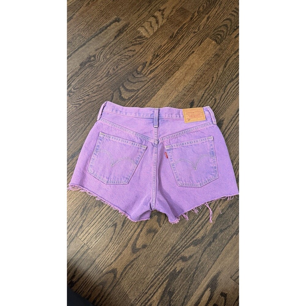 Levi's 501 Women's Denim Shorts 26 Purple Button Fly Raw Hem NWOT